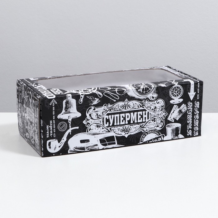 Коробка самосборная, с окном, Супермен, 16 х 35 х 12 см коробка самосборная с окном белая 16 х 35 х 12 см