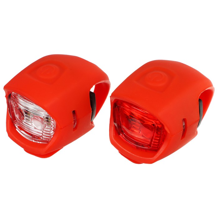 Комплект велосипедных фонарей JY-3204F+JY-3204T, цвет красный комплект фонарей y 3204f jy 3204t красный 560185
