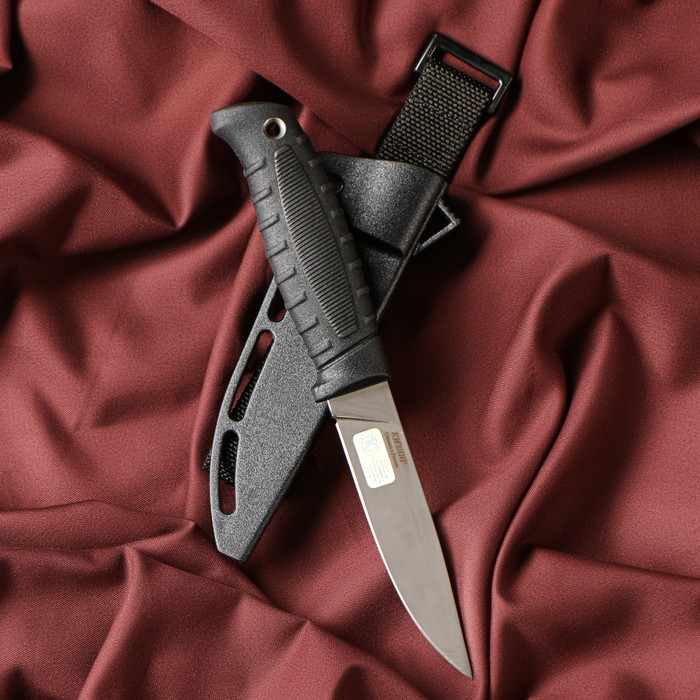 Нож кавказский, разделочный "Финский" с чехлом, сталь - AUS-8, рукоять - эластрон, 11.5 см