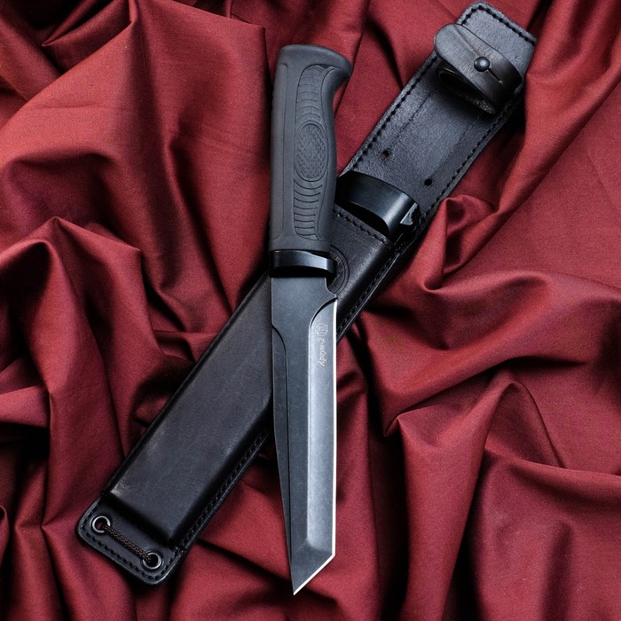 Нож кавказский, разделочный "Аргун -2" с чехлом, сталь - AUS-8, рукоять - эластрон, 16 см