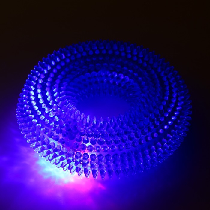 Игрушка светящаяся для собак "Жевательное кольцо", TPR,  12 см, голубая