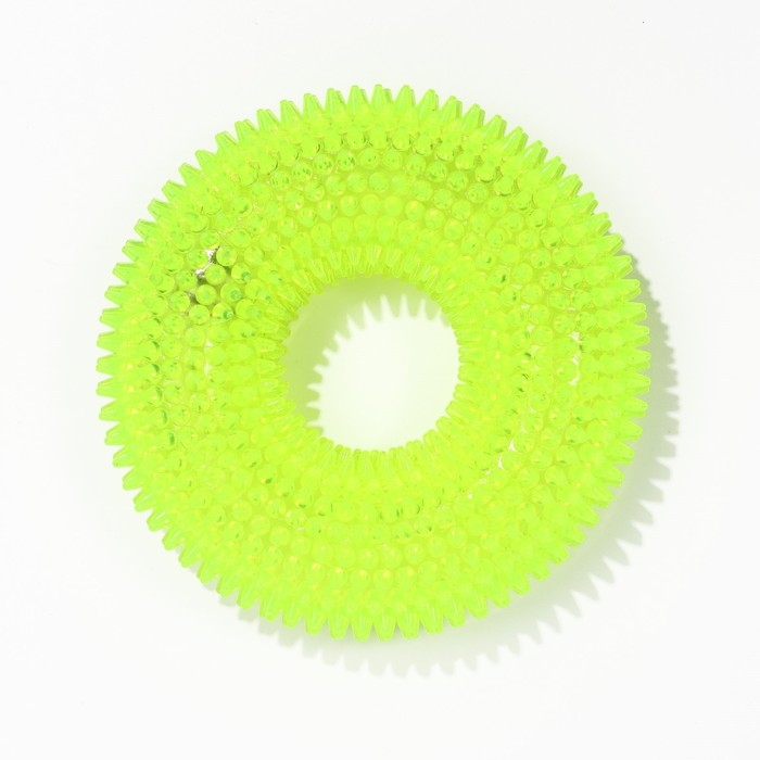 Игрушка светящаяся для собак "Жевательное кольцо", TPR, 12 см,  жёлтая