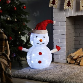 Светодиодная фигура «Снеговик» 35 × 70 × 35 см, металл, текстиль, 220 В, свечение белое Ош