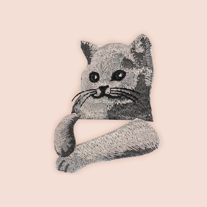 фото Термоаппликация на кармашек «кот с лапками», 5,5 × 6,5 см, цвет серый арт узор
