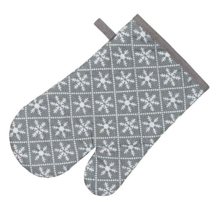 фото Варежка-прихватка snowflakes grey, размер 18х30 см guten morgen