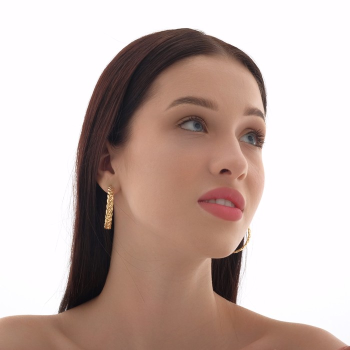 

Серьги-кольца "Косичка" незакрытые, цвет золото, d=4