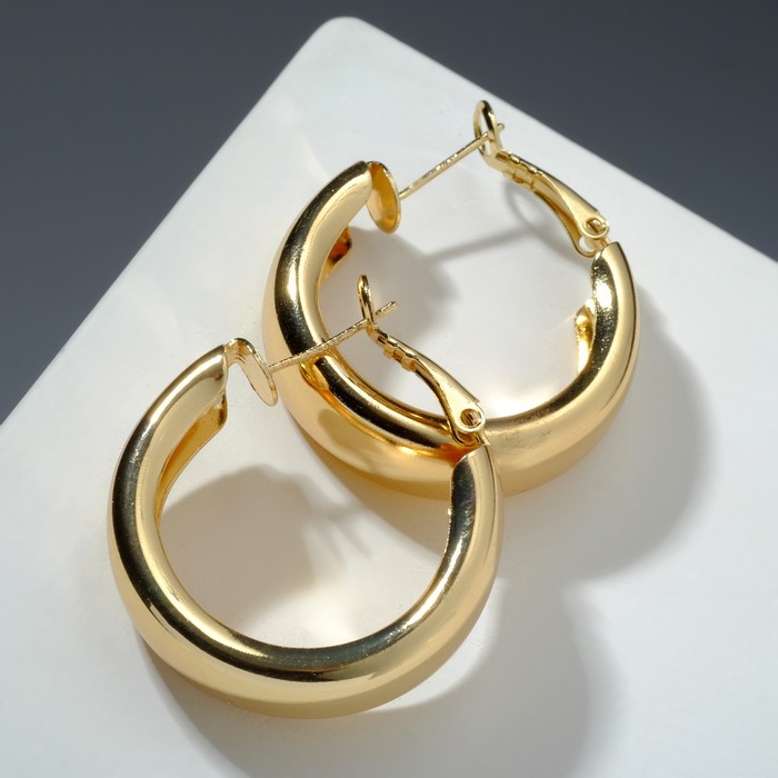Серьги-кольца «Плотная линия» мятый металл, цвет золото, d=4 кулон цепь мятый металл цвет золото 45см