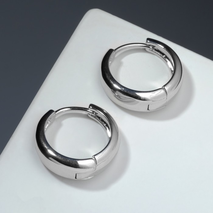 Серьги-кольца «Эстетика» круг, цвет серебро