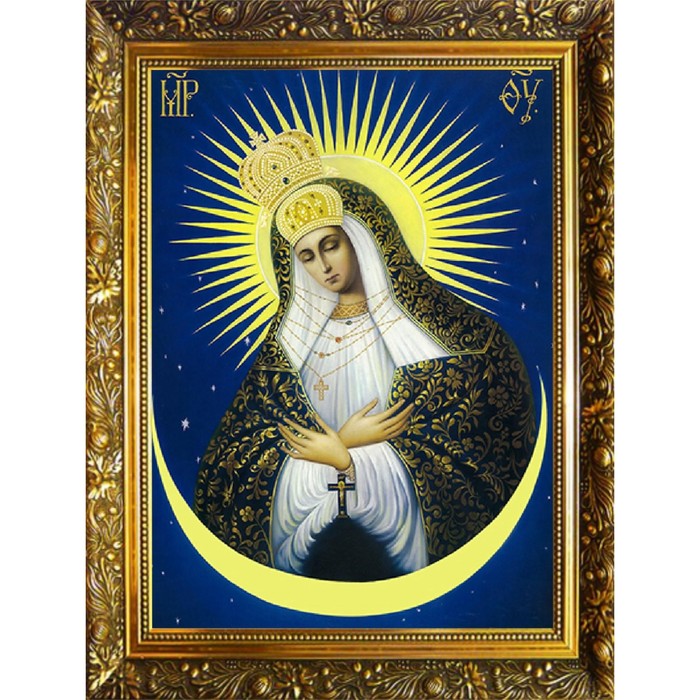 Алмазная мозаика «Остробрамская икона Божией Матери» без подрамника, 30 × 40 см + наклейка алмазная мозаика семистрельная икона божией матери 30 × 40 см