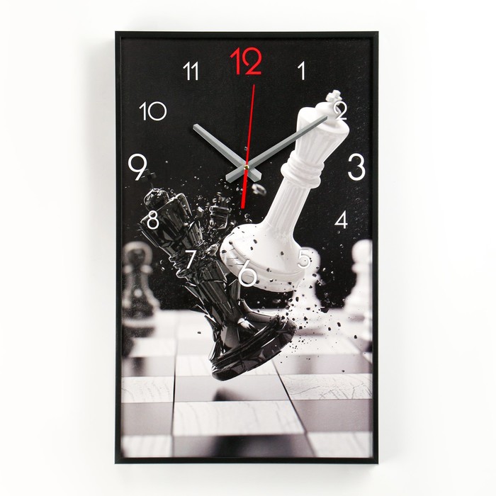 Часы-картина настенные, интерьерные Шахматы, плавный ход, 57 х 35 х 4 см