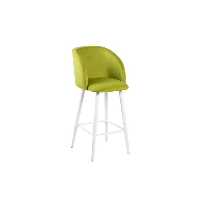Барный стул Милли Канада 08 микровелюр салатовый/ Хард металл белый