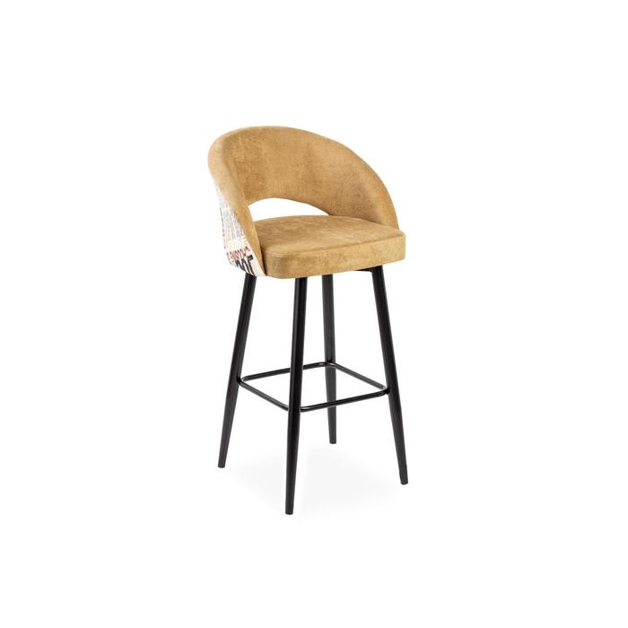 Барный стул Мирелла Шарли 04 карамель/ Хард металл Черный глянец