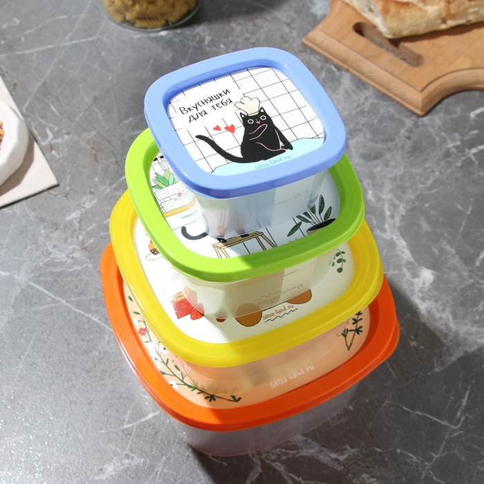 фото Набор контейнеров «домашний уют», 4 шт: 230 мл, 500 мл, 900 мл, 1550 мл foodvibes