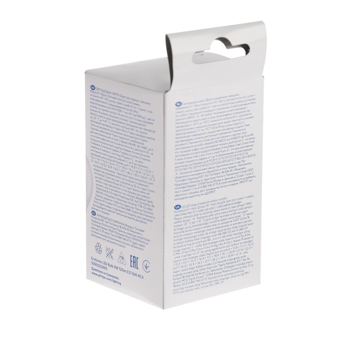 

Лампа светодиодная Philips Ecohome Bulb 840, E27, 9 Вт, 4000 К, 720 Лм, груша