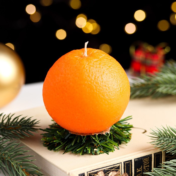 Свеча новогодняя Апельсин средний новогодняя свеча в колбе апельсин высота 8 см