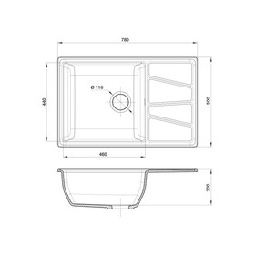 

Мойка кухонная из камня GranFest GF-V780L, 780х500 мм, цвет бежевый