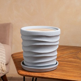 

Горшок для цветов "Дюна", серый, шелк, керамика, 5 л