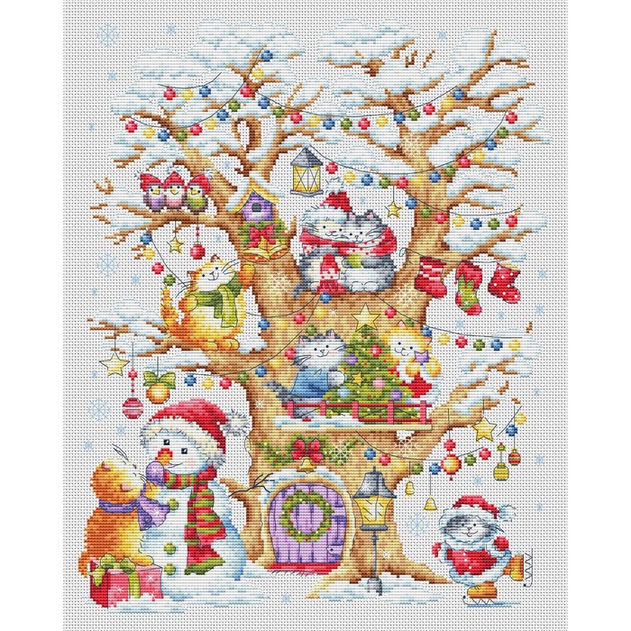 Набор для вышивания крестом, 30 × 37 см, «Кошкин дом (зима)» набор для вышивания искусница бб043 набор зима