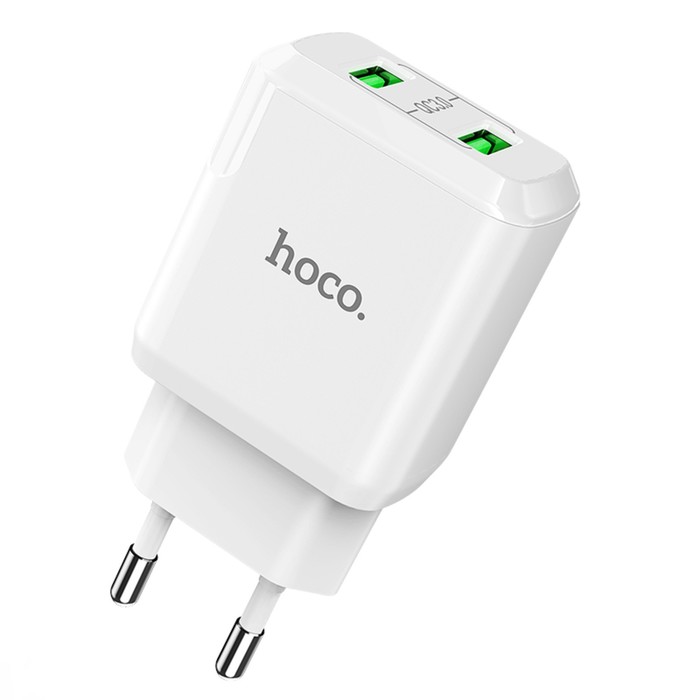 Сетевое зарядное устройство Hoco N6, 18 Вт, 2 USB QC3.0 - 3 А, белый