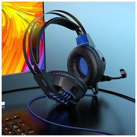 

Наушники Hoco W102, игровые, полноразмерные, микрофон, USB, 3.5мм, 2 м, синие