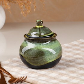 

Сахарница "Бриз", глазурь, матовая, чёрно-зелёная, 0.35 л