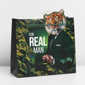 Пакет подарочный «Real Man», 25 × 26 × 10 см Ош