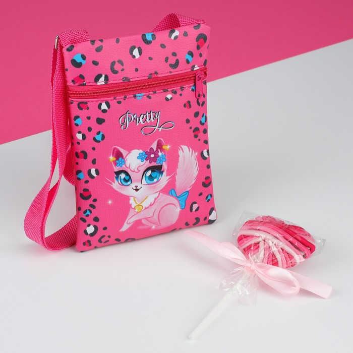 фото Набор для девочки маленькая кошечка: сумка и резинки для волос, цвет малиновый nazamok kids