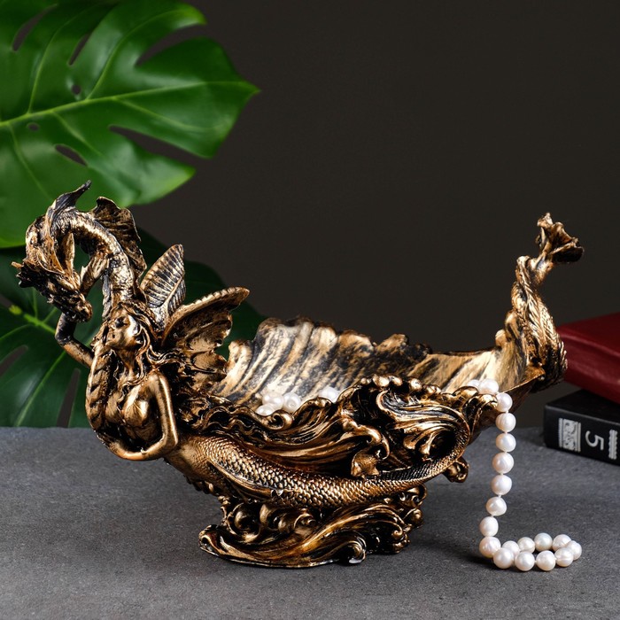 фото Подставка для мелочей "дракон с русалкой" бронза хорошие сувениры