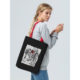 

Сумка холщовая 240г/м2, до 10 кг, цвет черный/красный 35х38х6см