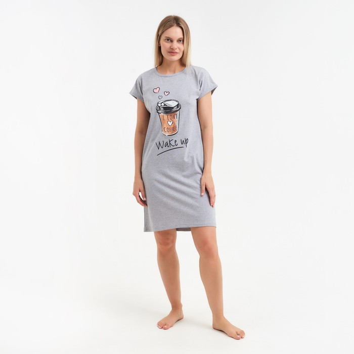 Платье домашнее женское Wake up, цвет серый меланж, размер 48