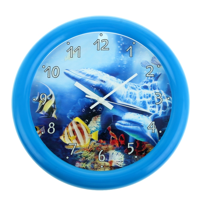 Часы настенные круглые "Дельфины" 3D