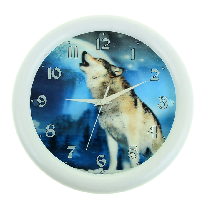 Часы настенные круглые "Волк" 3D