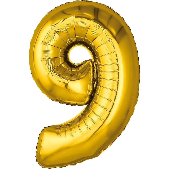 Шар фольгированный 32 «Цифра 9», золото