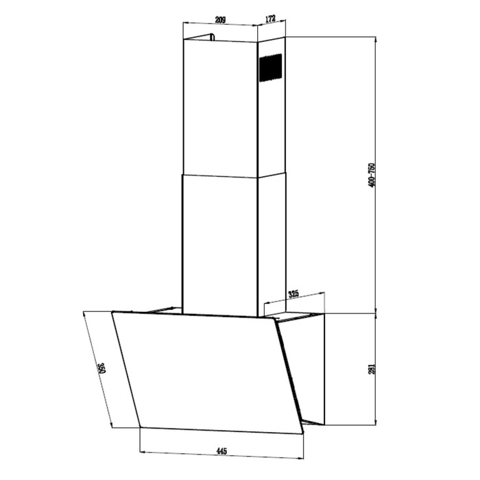 

Кухонная вытяжка Hebermann HBKH 45.6 W, наклонная, 700 м³/ч, 3 скорости, белый