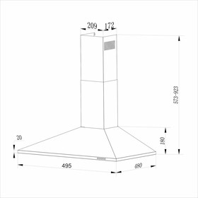 

Кухонная вытяжка Hebermann HBWH 50.1 B, купольная, 680 м³/ч, 3 скорости, черный