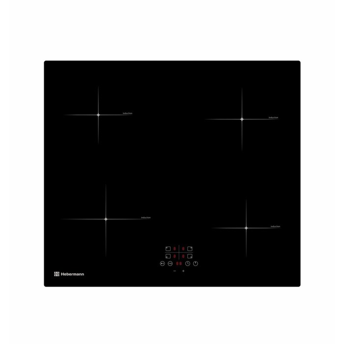 Варочная поверхность Hebermann HBKI 6040.1 B, индукционная, 4 конфорки, сенсор, чёрная варочная поверхность darina p 8 ei 305 b индукционная 4 конфорки сенсор чёрная