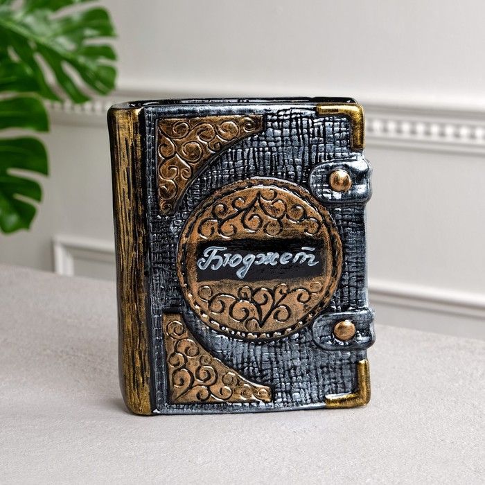 фото Копилка "книга", серая, керамика, 23 см, микс керамика ручной работы