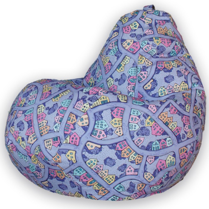 фото Кресло-мешок «груша» «домики», размер l, цвет фиолетовый dreambag