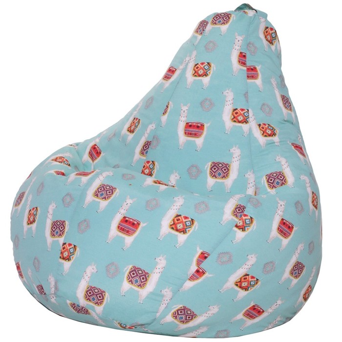 фото Кресло-мешок «груша» «ламы», размер l, цвет голубой dreambag