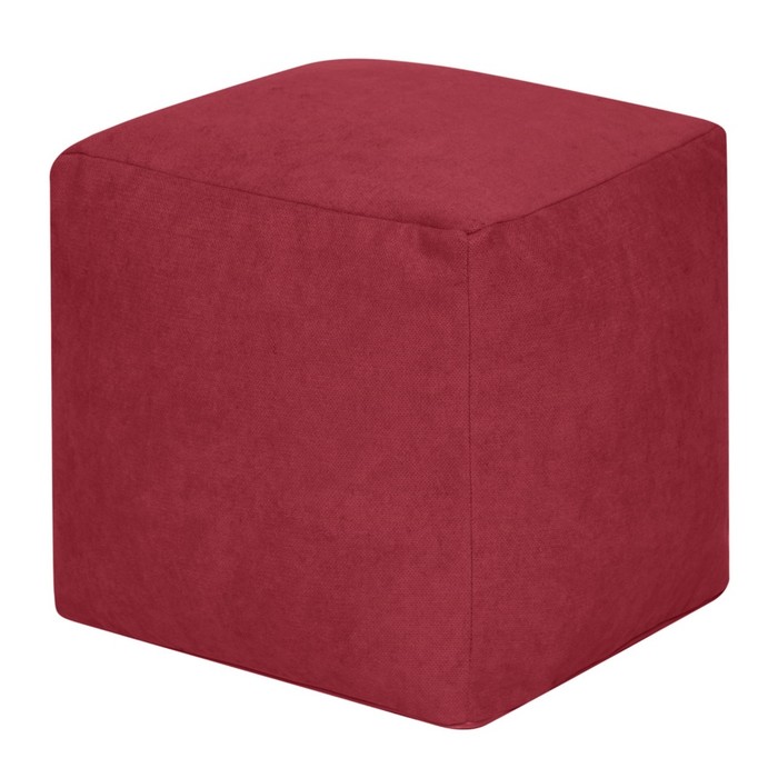 Пуфик «Куб», велюр, цвет бордовый