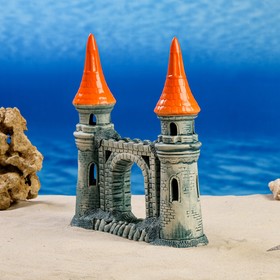 

Декорация для аквариума "Башни с аркой", бирюзовая, 7.2х27х29 см