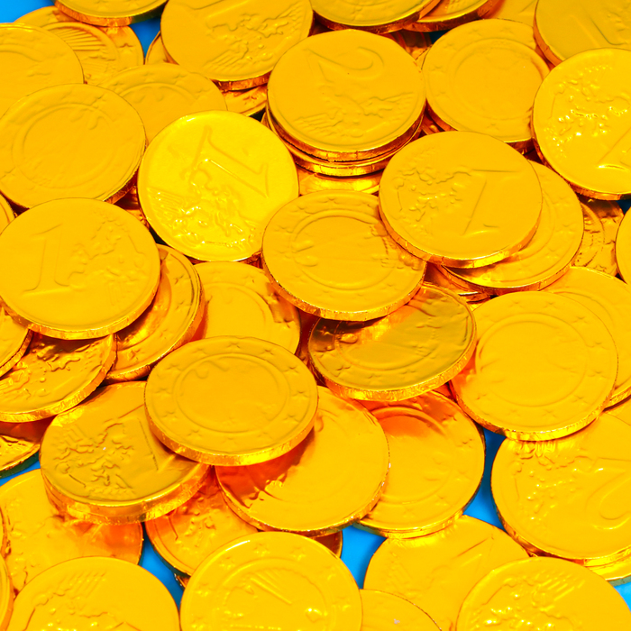 Монеты Tayas coin chocolate золотистые с какао из шоколадной глазури, 5 г