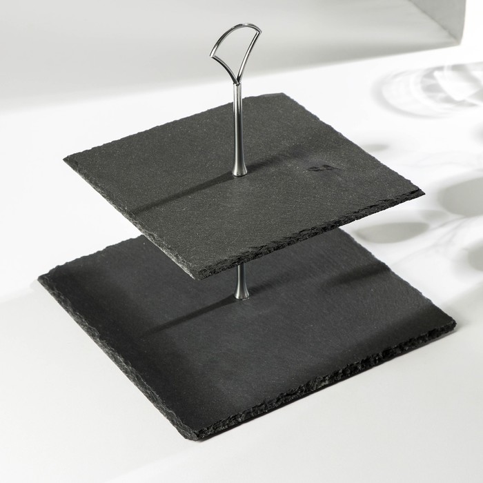 фото Блюдо из сланца magistro valley, 2-ярусное, 25/20×28 см