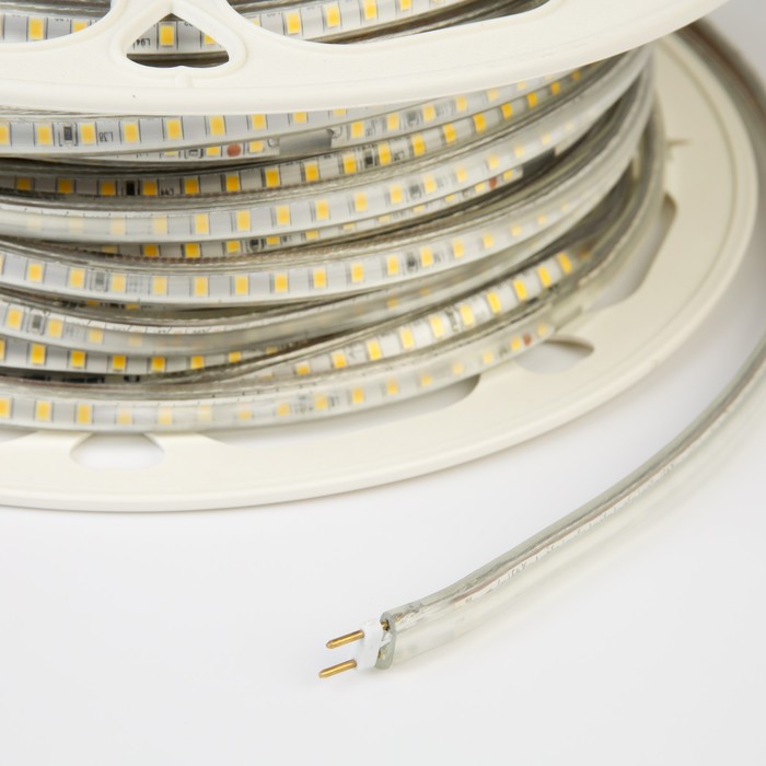 LED шнур 13 мм, круглый, 50 м, фиксинг, 2W-LED/м-120-220V. в компл. набор д/подкл, Т/БЕЛЫЙ