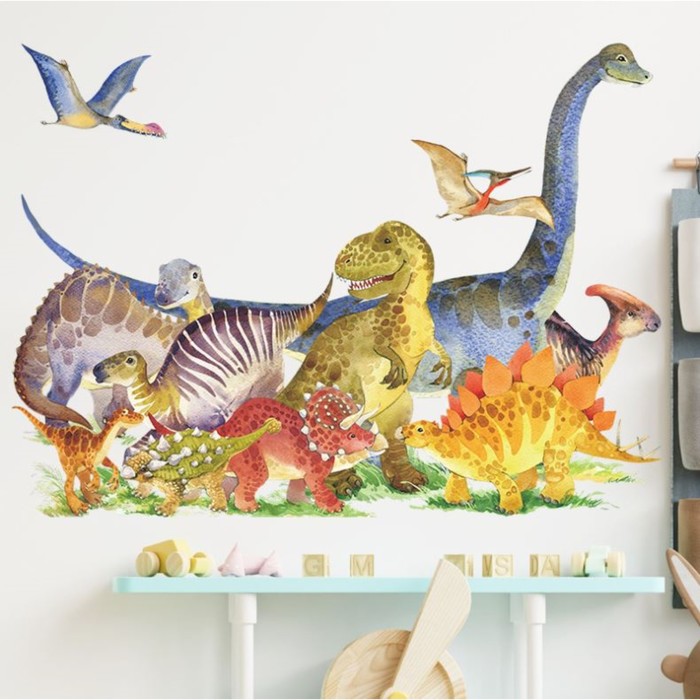 Наклейка пластик интерьерная цветная Эра динозавров 40х60 см наклейка пластик интерьерная цветная зайка на месяце мамина колыбельная 40х60 см