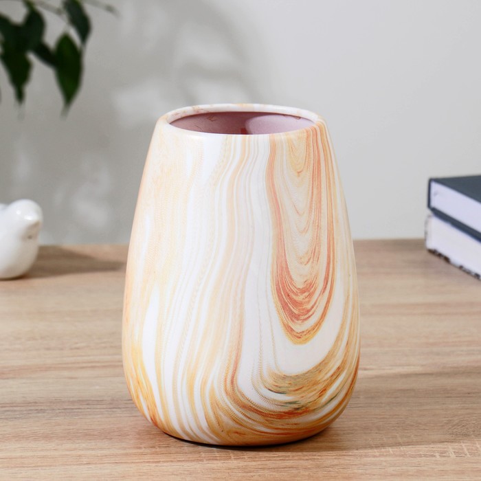 Ваза керамика настольная Марика h-18 см d-9,5 см, оранжево-белый ваза керамика настольная далки d 4 5см h 18х10 см белый