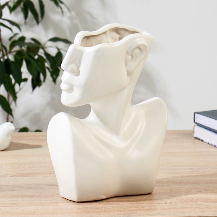 Ваза керамика настольная Изящный профиль 28 см, белый ваза бочонок bronco 2 28 л керамика белый