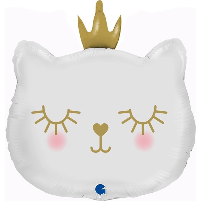 Шар фольгированный 26 «Котёнок принцесса», 1 шт., фигура, цвет белый