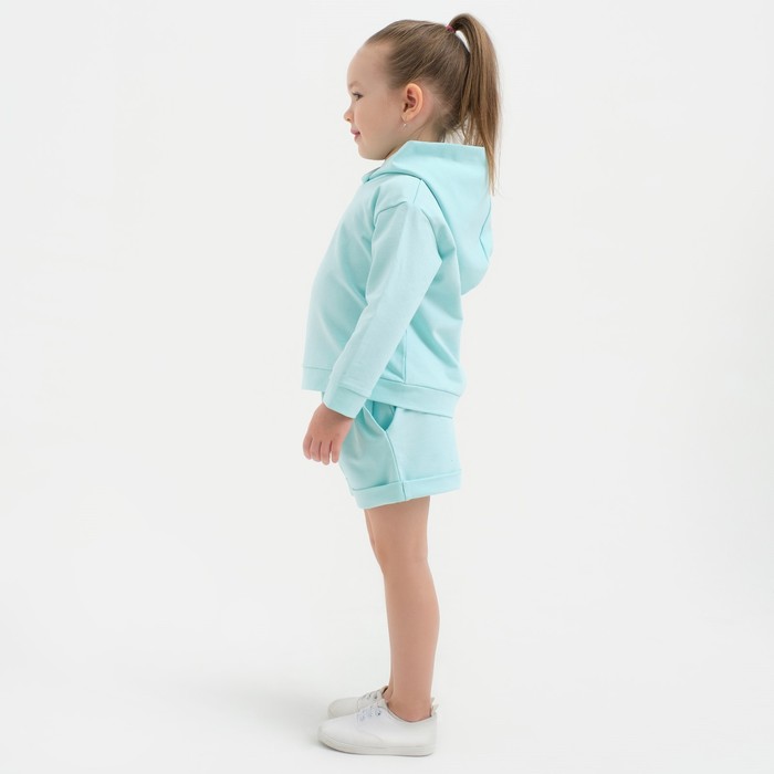 фото Костюм детский (толстовка, шорты) kaftan "basic line", рост 122-128, цвет бирюзовый