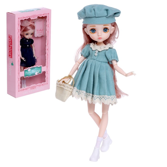 Кукла модная шарнирная «София» в платье, цвет голубой